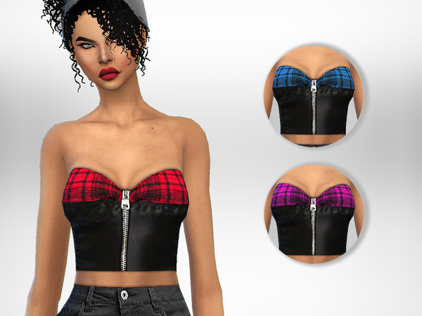 Sims 4 Leather Crop Top by Puresim at TSR