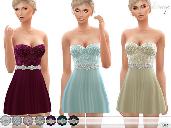 Sims 4 Little Strapless Dress by ekinege at TSR
