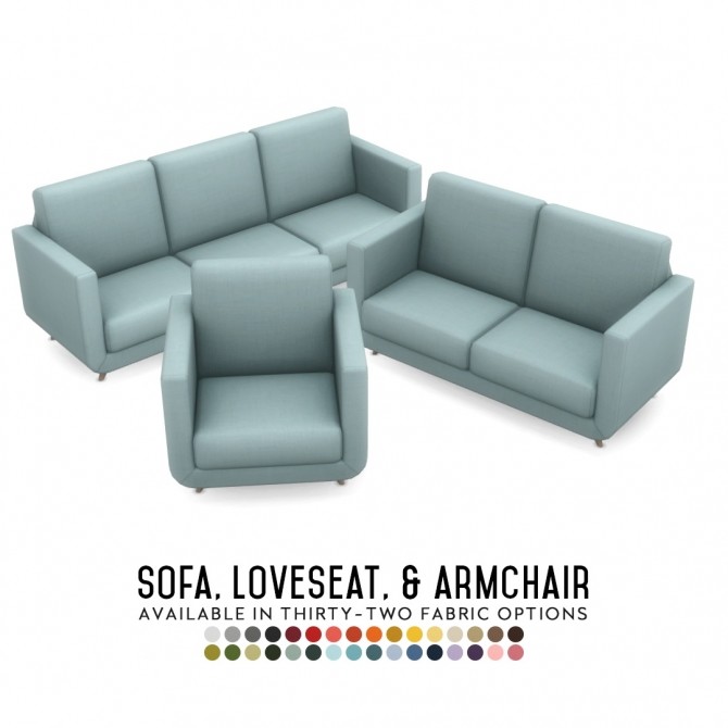 Sims 4 Phoebe Suite: Sofa, Loveseat & Armchair at Simsational Designs