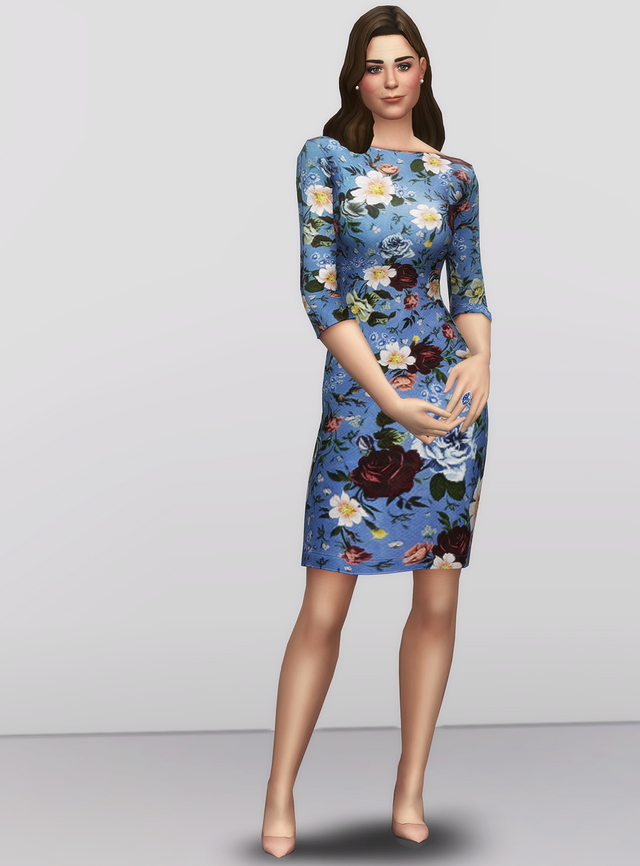 Sims 4 Color block Floral Dress at Rusty Nail