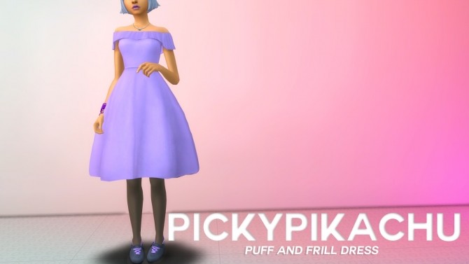 Sims 4 Puff and Frill Dress at Pickypikachu