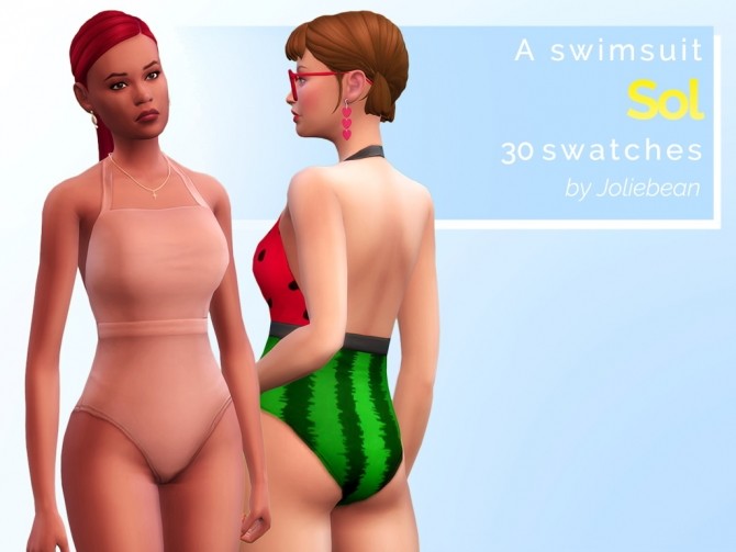 Sims 4 Sol one piece swimsuit in 30 swatches at Joliebean