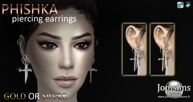 Sims 4 PHISHKA piercing earrings at Jomsims Creations