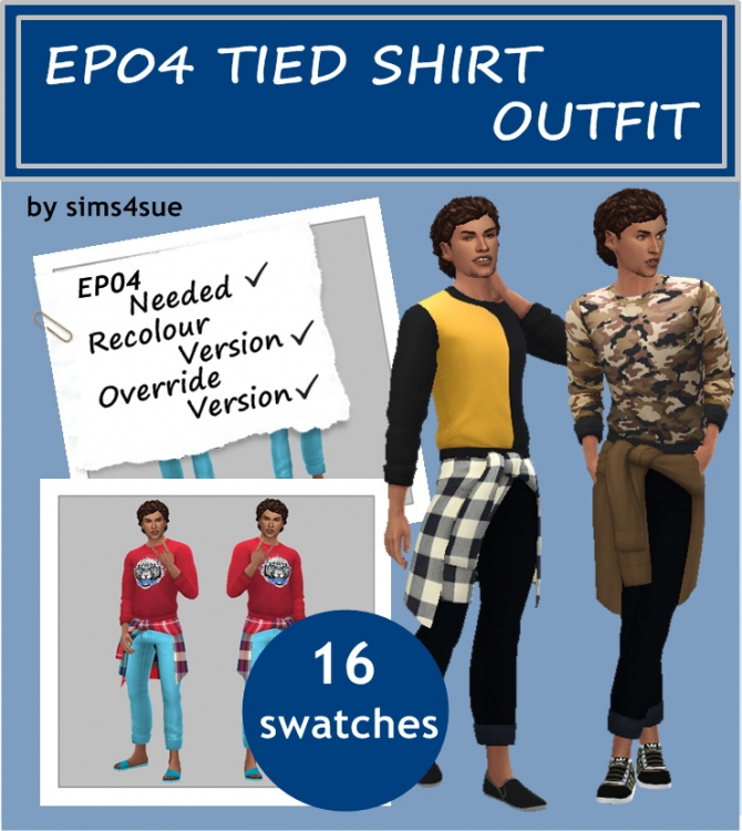 EP04 TIED SHIRT OUTFIT at Sims4Sue » Sims 4 Updates