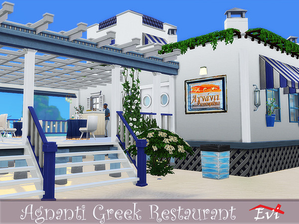 Sims 4 Agnati Greek Restaurant by evi at TSR