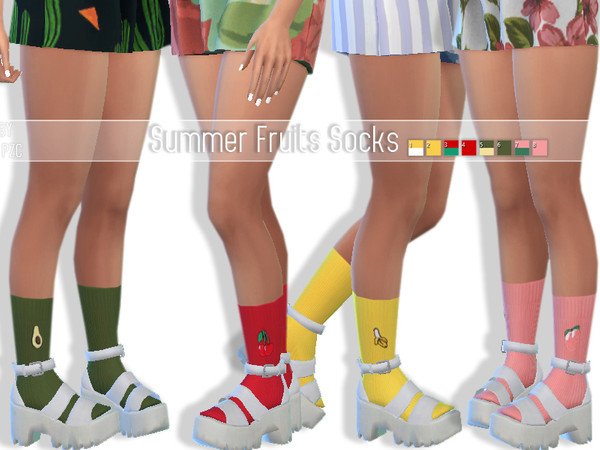 Sims 4 Summer Fruits Socks by Pinkzombiecupcakes at TSR