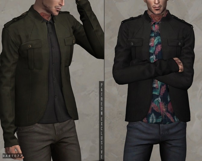 Sims 4 Mandarin Collar Military Jacket (P) at Darte77