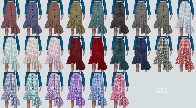 Sims 4 Uneven Frill Long Skirt (P) at Marigold