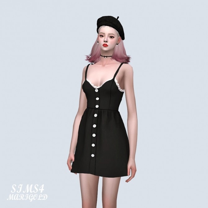 Sims 4 Love Lace Button Mini Dress (P) at Marigold