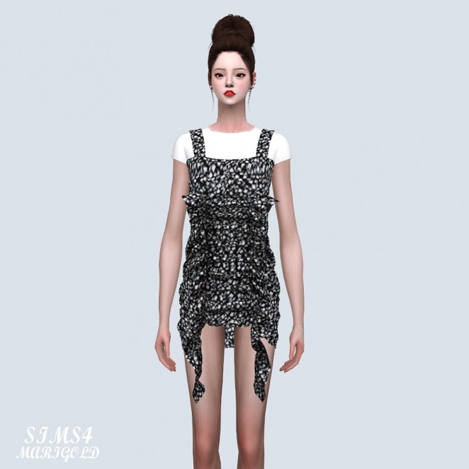 Sims 4 Shirring Ruffle Mini Dress With T (P) at Marigold