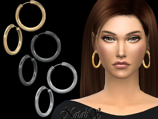 Sims 4 Tube hoop medium earrings by NataliS at TSR
