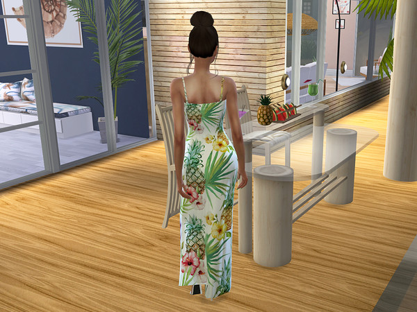 Sims 4 Tropical Pineapple Maxi Dress by neinahpets at TSR