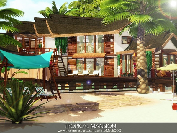 Sims 4 Tropical Mansion by MychQQQ at TSR
