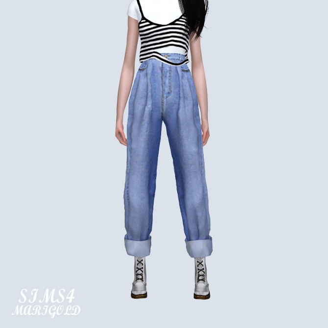 High-Waist Loose-fit Jeans (P) at Marigold » Sims 4 Updates