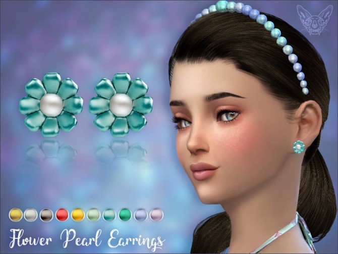 Sims 4 Flower Pearl Earrings For Kids at Giulietta