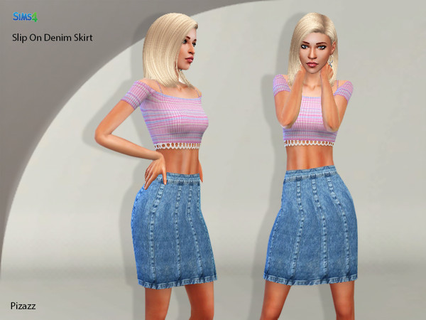 Sims 4 Slip On Demin Skirt by pizazz at TSR