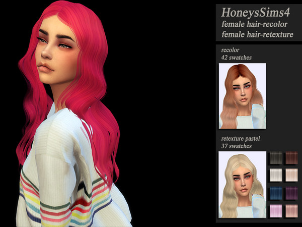 Sims 4 HoneysSims4 Recolor Retexture female hair Wings ON0614 by Jenn Honeydew Hum at TSR