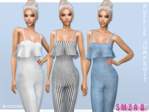 Sims 4 384 Ruffle Jumpsuit by sims2fanbg at TSR