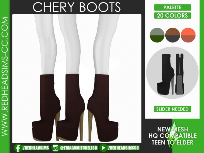 Sims 4 CHERY BOOTS by Thiago Mitchell at REDHEADSIMS