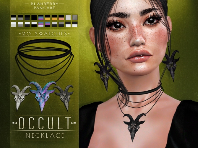 Occult earrings and necklace at Blahberry Pancake » Sims 4 Updates