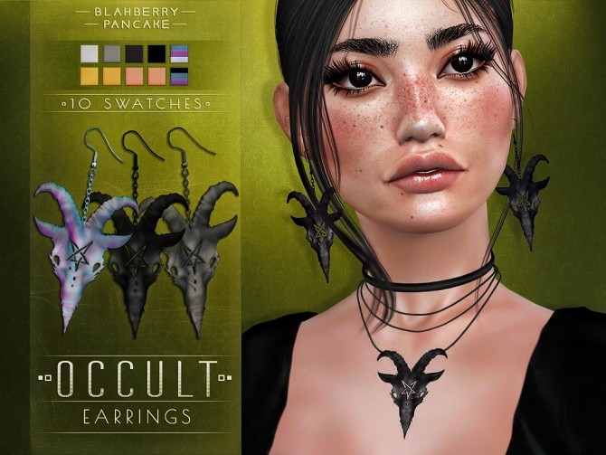 Occult earrings and necklace at Blahberry Pancake » Sims 4 Updates