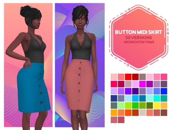 Sims 4 Button mini skirt at Midnightskysims