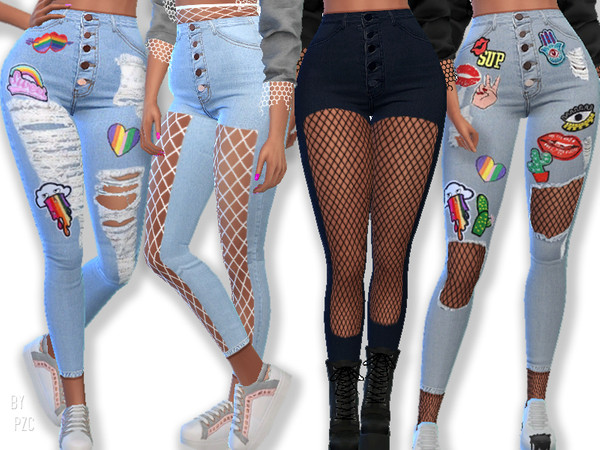 Sims 4 Summer Denim Jeans by Pinkzombiecupcakes at TSR