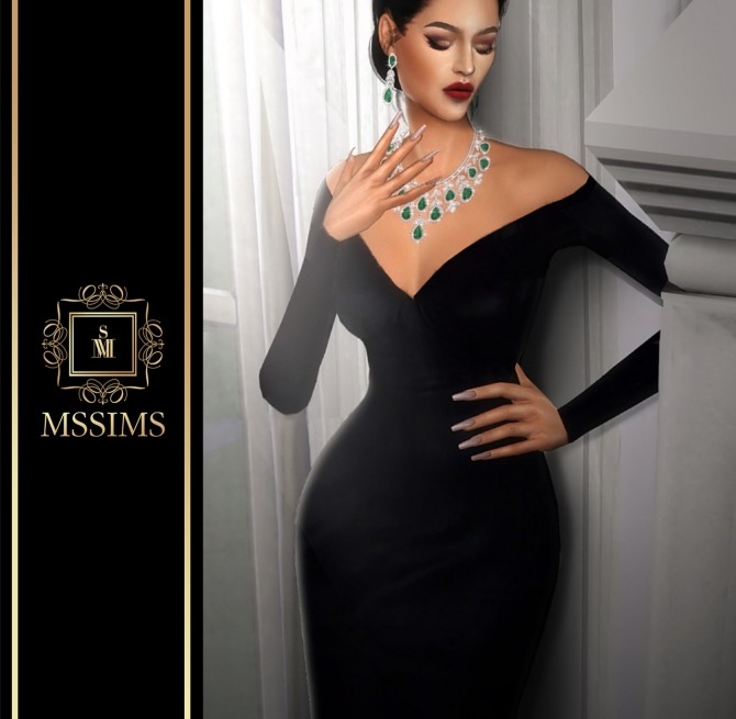 Sims 4 LE JARDIN DELUXE NECKLACE & EARRINGS SET (P) at MSSIMS