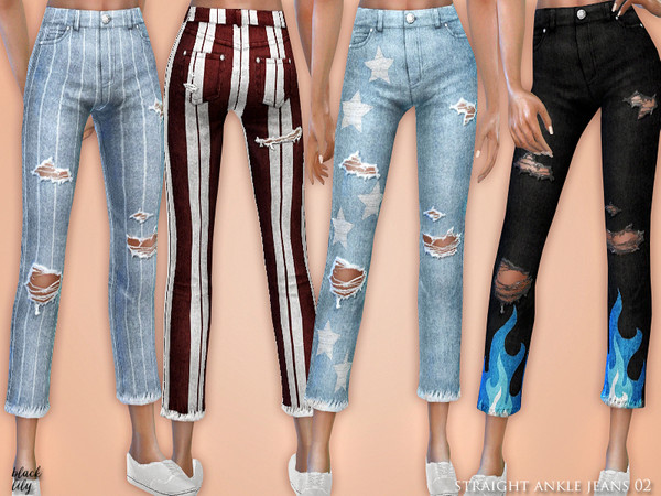 Sims 4 Straight Ankle Jeans 02 by Black Lily at TSR
