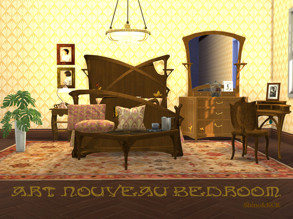 Sims 4 Bedroom Art Nouveau by ShinoKCR at TSR