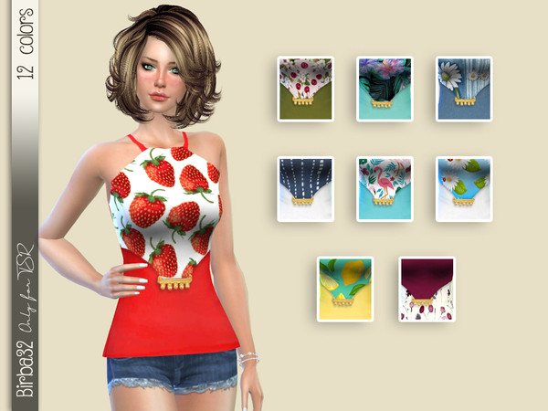 Sims 4 Summer fruit and flowers shirt by Birba32 at TSR