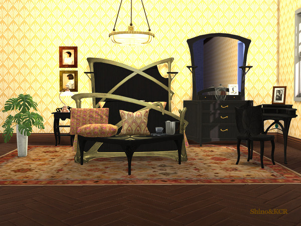 Sims 4 Bedroom Art Nouveau by ShinoKCR at TSR