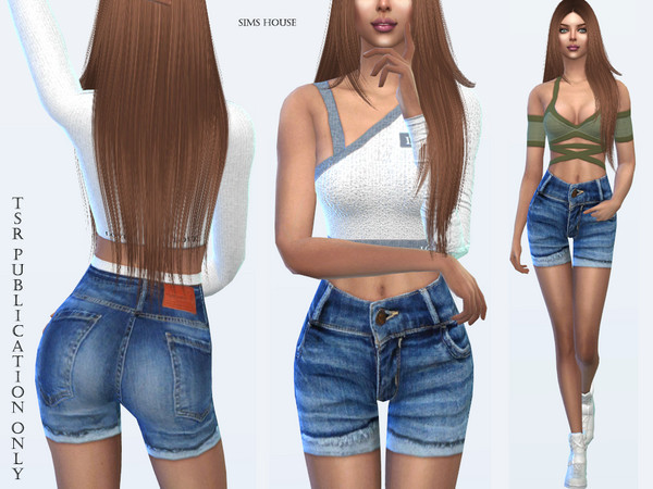 Sims 4 Womens Denim Shorts with Turns by Sims House at TSR