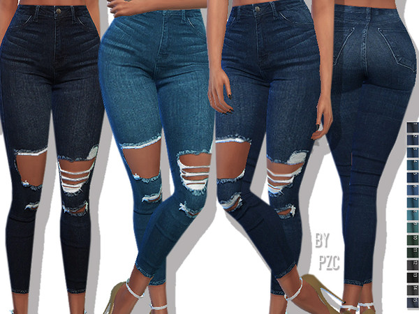 Sims 4 Les Twins Denim Fall Jeans by Pinkzombiecupcakes at TSR