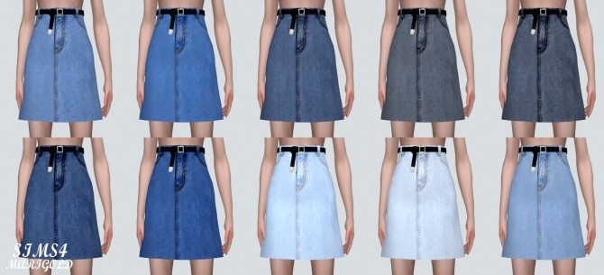 Sims 4 Denim Midi Skirt With Belt (P) at Marigold