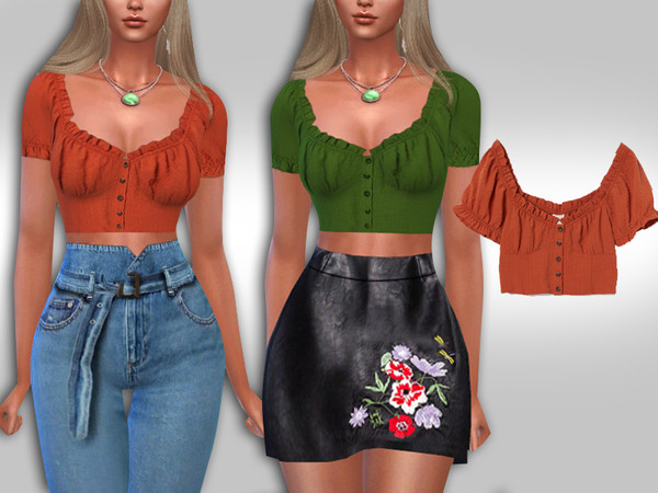 Sims 4 Mini Casual Trendy Button Tops by Saliwa at TSR