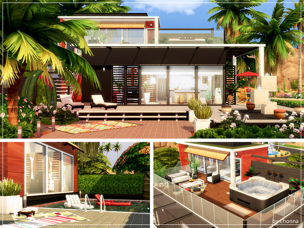 Sims 4 Tropical Box house by Lhonna at TSR