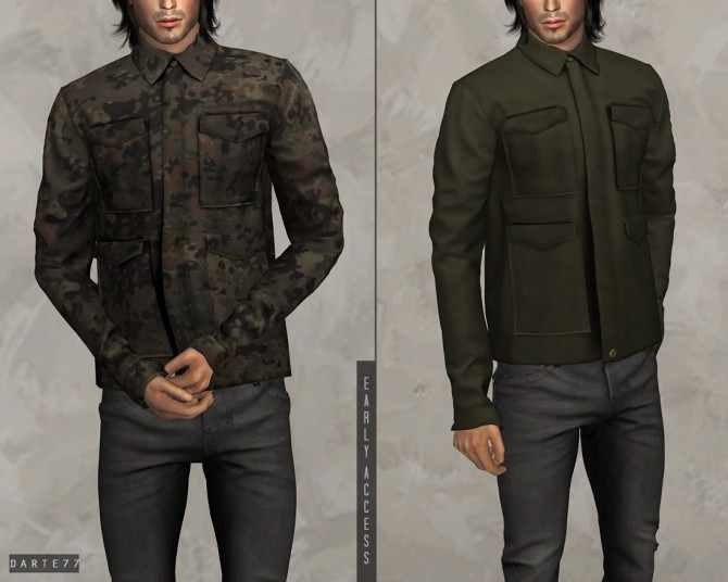 Sims 4 Button up Military Jacket (P) at Darte77