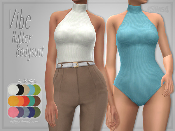 Sims 4 Vibe Halter Bodysuit by Trillyke at TSR