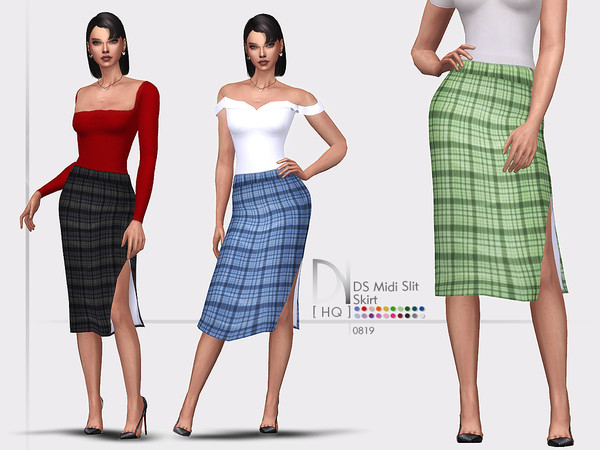 Sims 4 DS Midi Slit Skirt by DarkNighTt at TSR
