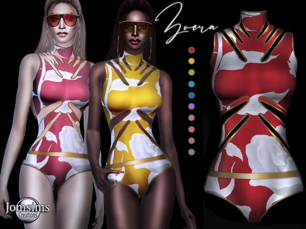 Sims 4 Zoera swimsuit 1 piece gold belt by jomsims at TSR