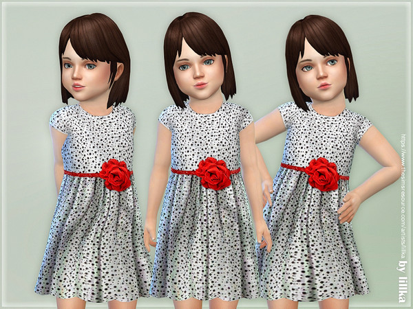 Sims 4 Black Rosette Dress by lillka at TSR