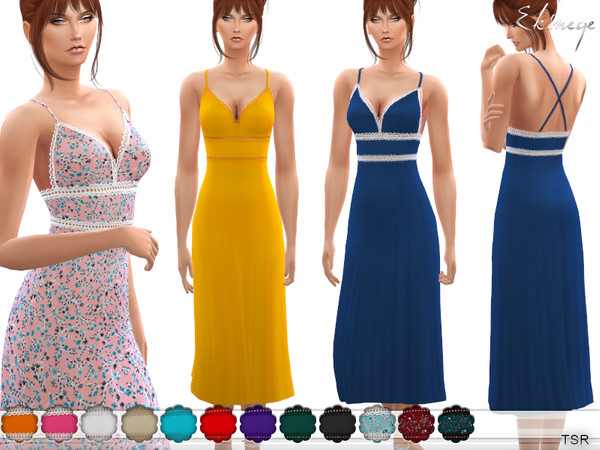 Sims 4 Crochet Trim Cami Dress by ekinege at TSR