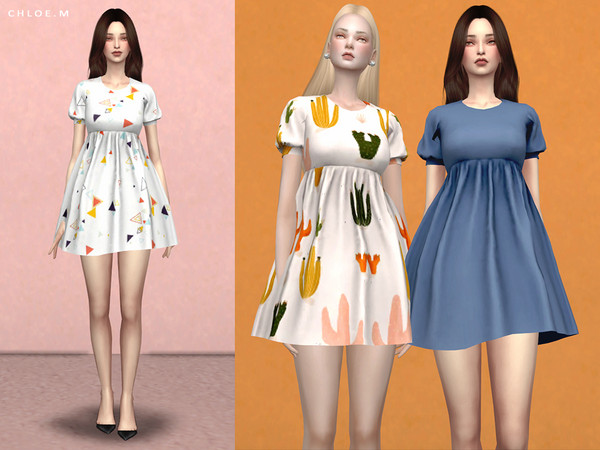 Sims 4 Short Dress by ChloeMMM at TSR
