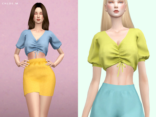 Sims 4 Cute Top Pure color by ChloeMMM at TSR