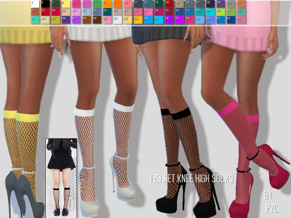 Sims 4 Summer Fishnet Knee High Socks by Pinkzombiecupcakes at TSR