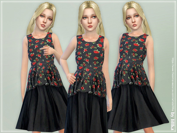 Sims 4 Floral Printed Dress by lillka at TSR