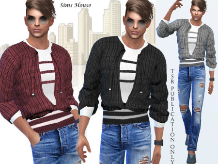 Men's sweater with a t-shirt by Sims House at TSR » Sims 4 Updates