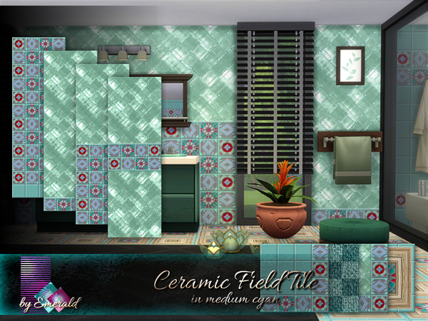 Sims 4 Ceramic Field Tile in medium cyan by emerald at TSR