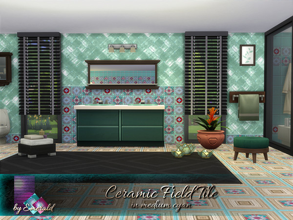 Sims 4 Ceramic Field Tile in medium cyan by emerald at TSR